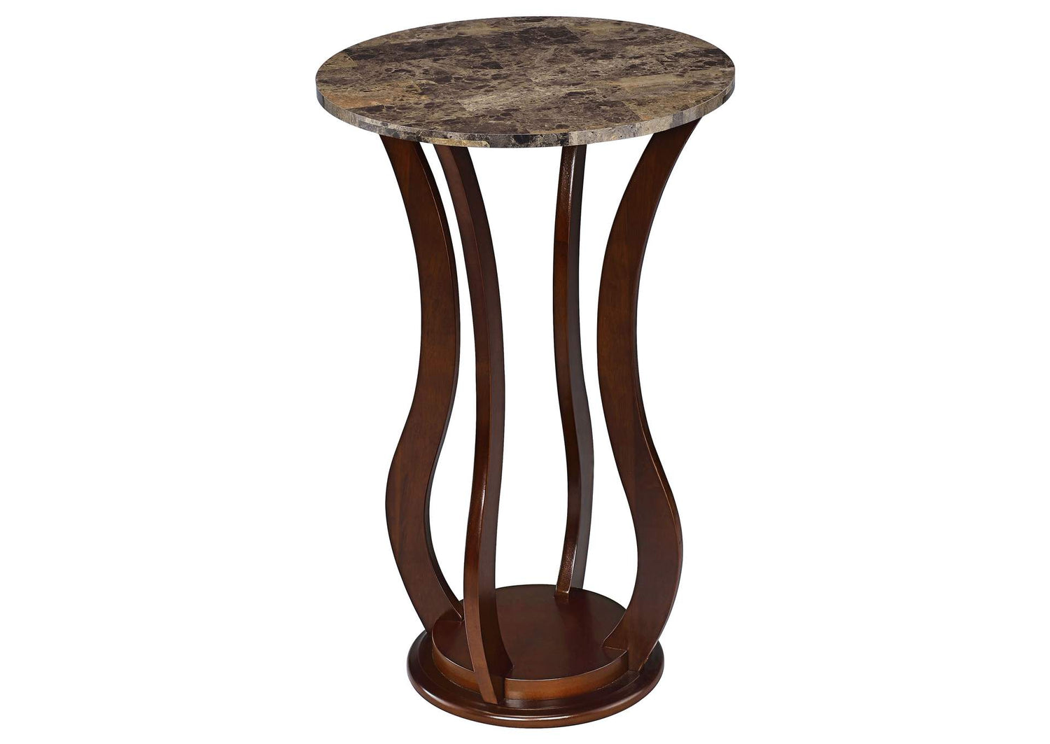 Elton Round Faux Marble Top Plant Stand Brown