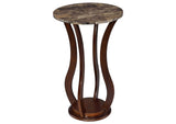 Elton Round Faux Marble Top Plant Stand Brown