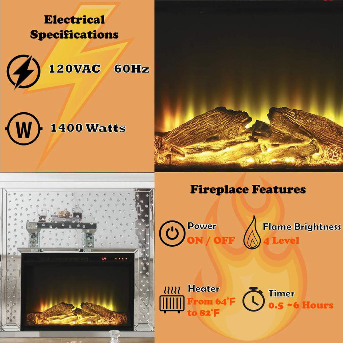 90204 Nysa Fireplace