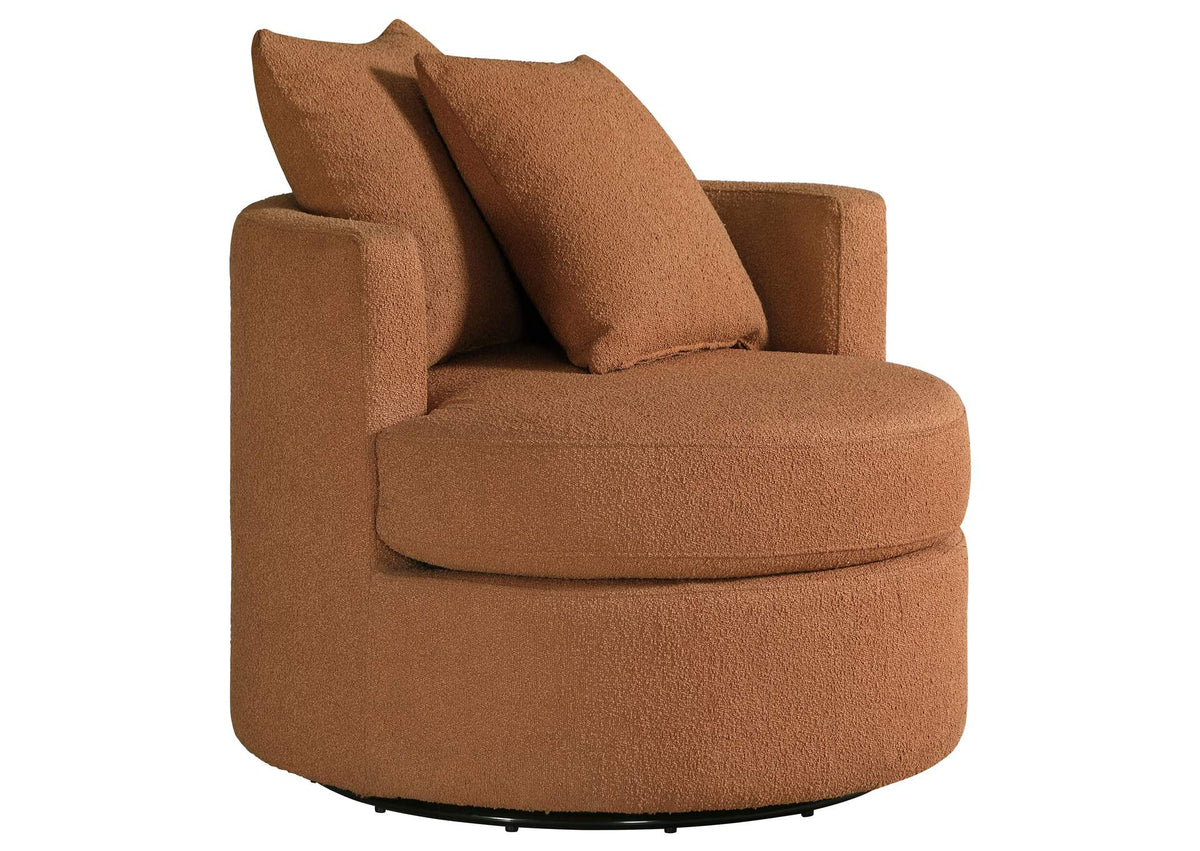902275 Debbie Upholstered Swivel Accent Chair Burnt Orange