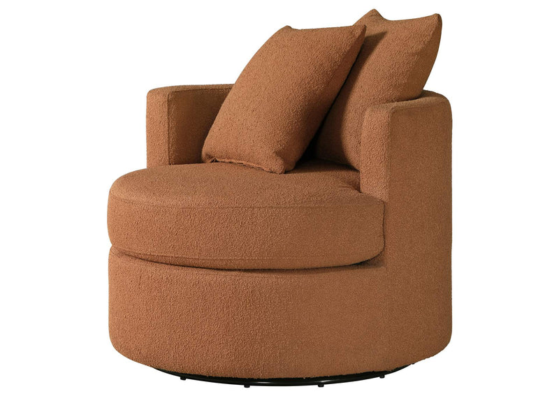 902275 Debbie Upholstered Swivel Accent Chair Burnt Orange