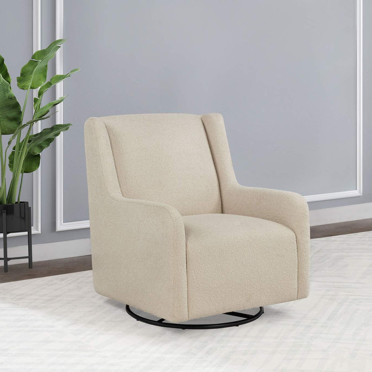 902453 Serra Boucle Upholstered Swivel Glider Sandy Beige