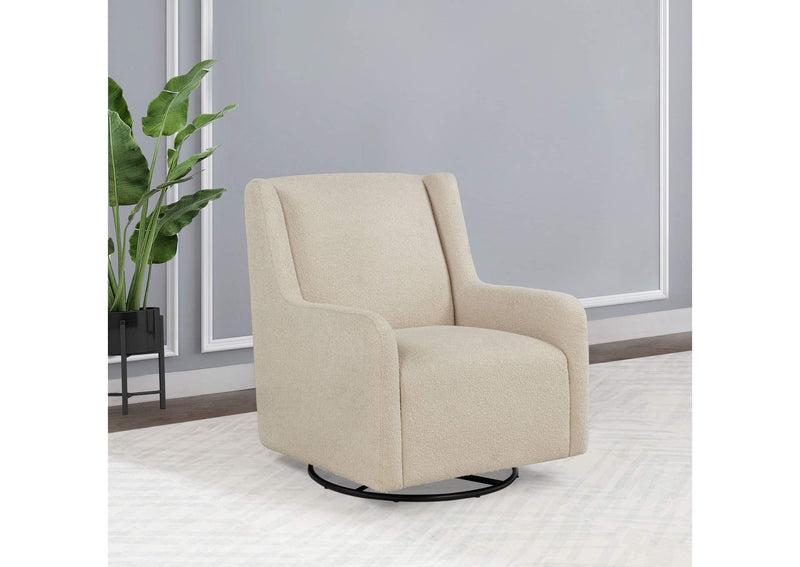 902453 Serra Boucle Upholstered Swivel Glider Sandy Beige