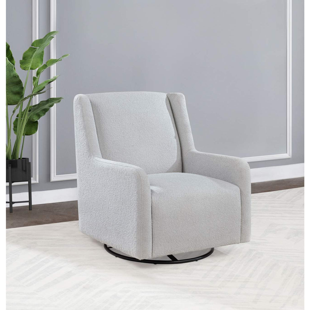 902454 Serra Boucle Upholstered Swivel Glider Dove Grey