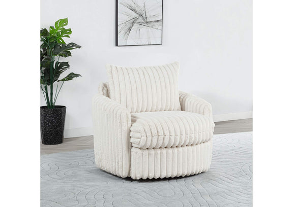 902541 Sarco Corduroy Upholstered Swivel Accent Arm Chair Ivory