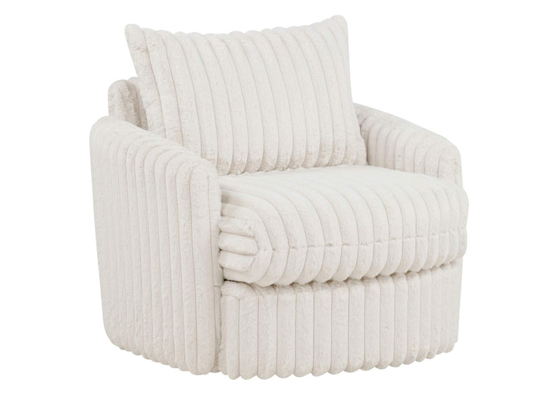 902541 Sarco Corduroy Upholstered Swivel Accent Arm Chair Ivory