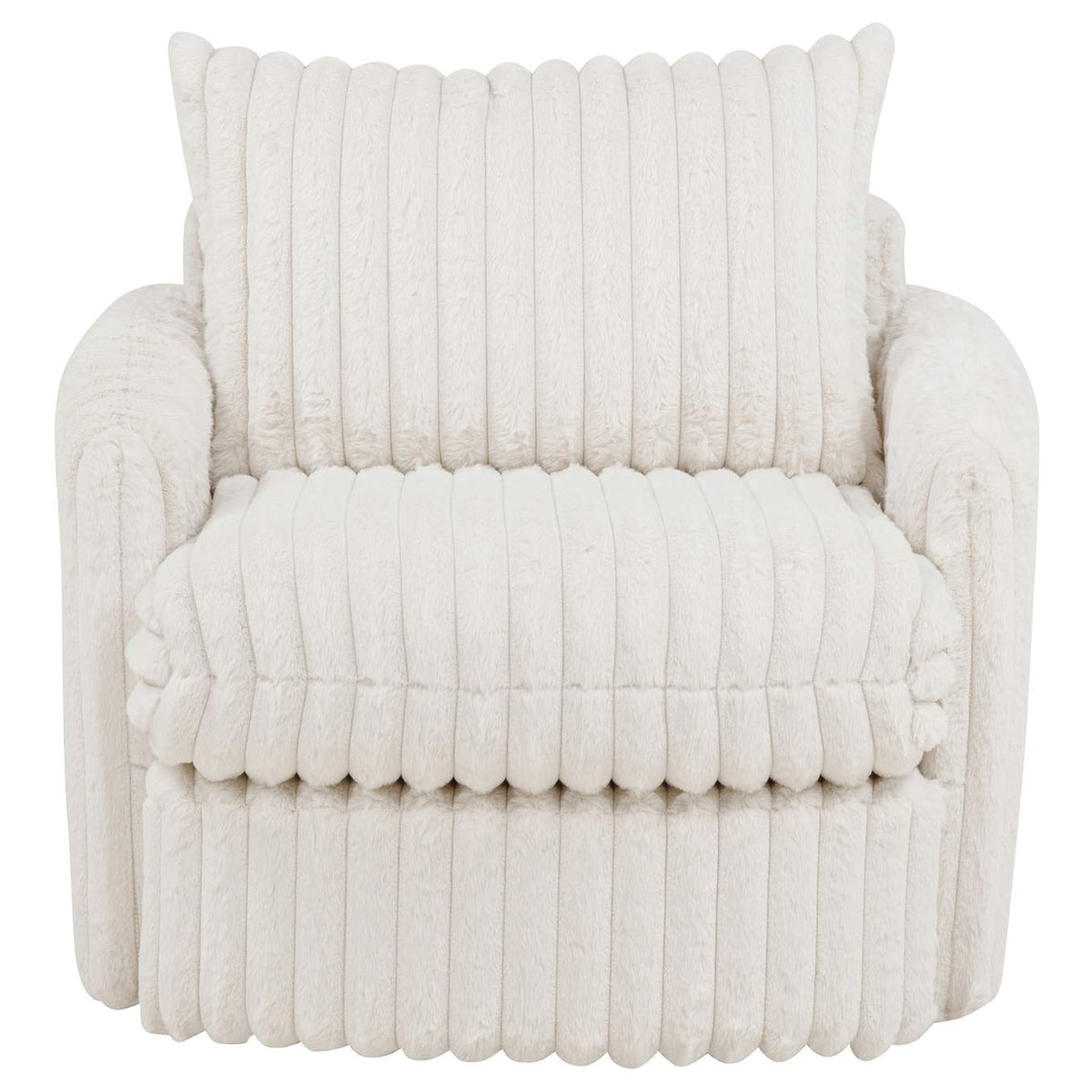 902541 Sarco Corduroy Upholstered Swivel Accent Arm Chair Ivory