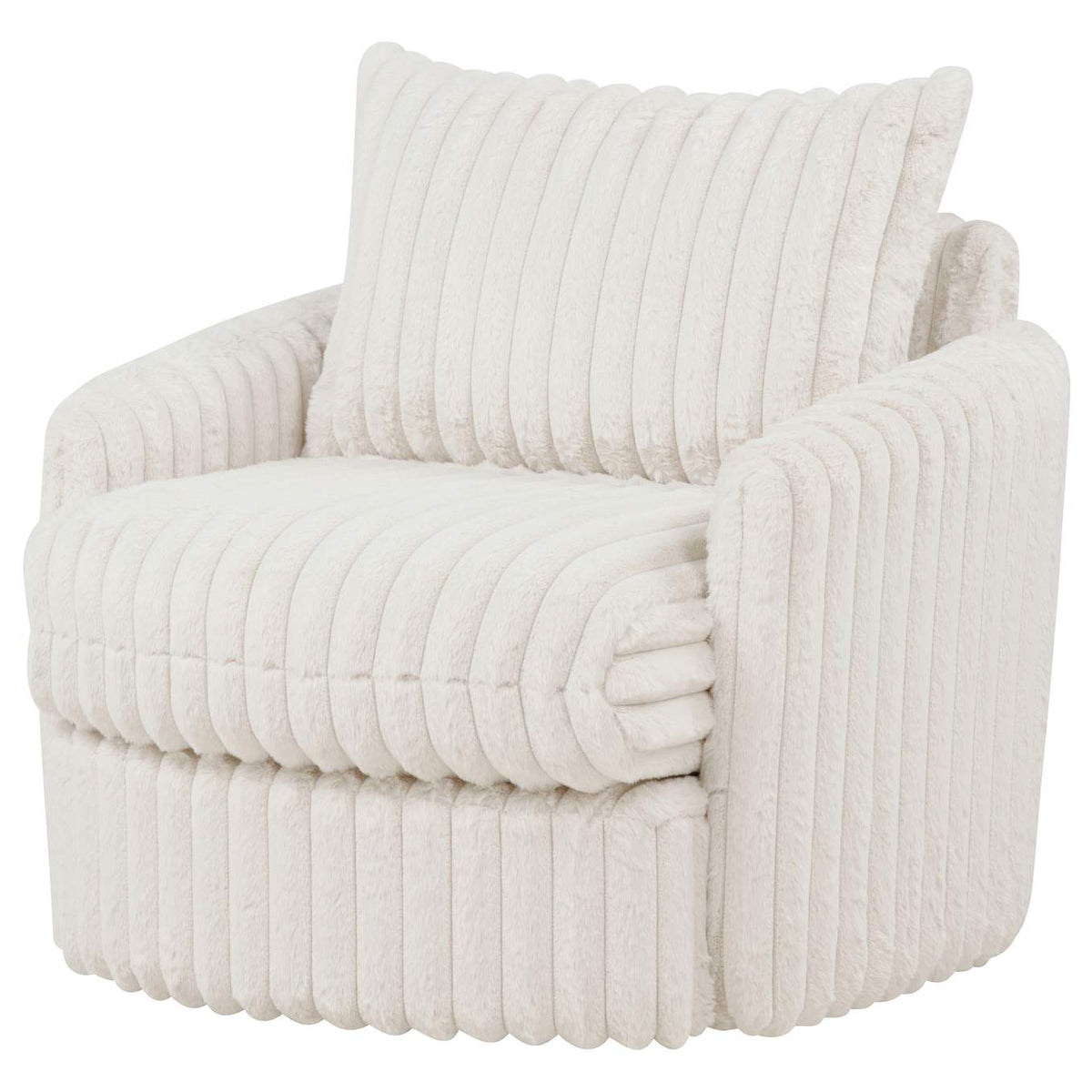 902541 Sarco Corduroy Upholstered Swivel Accent Arm Chair Ivory