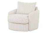 902541 Sarco Corduroy Upholstered Swivel Accent Arm Chair Ivory