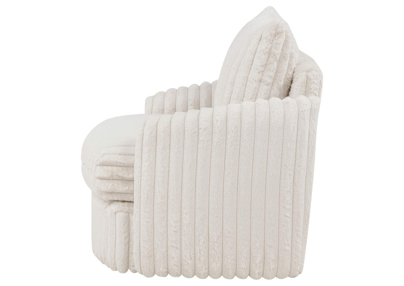 902541 Sarco Corduroy Upholstered Swivel Accent Arm Chair Ivory