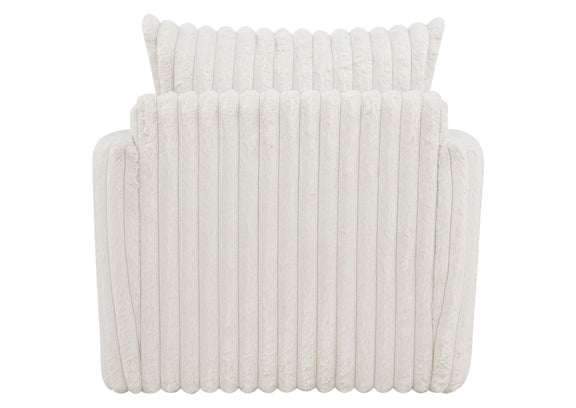 902541 Sarco Corduroy Upholstered Swivel Accent Arm Chair Ivory