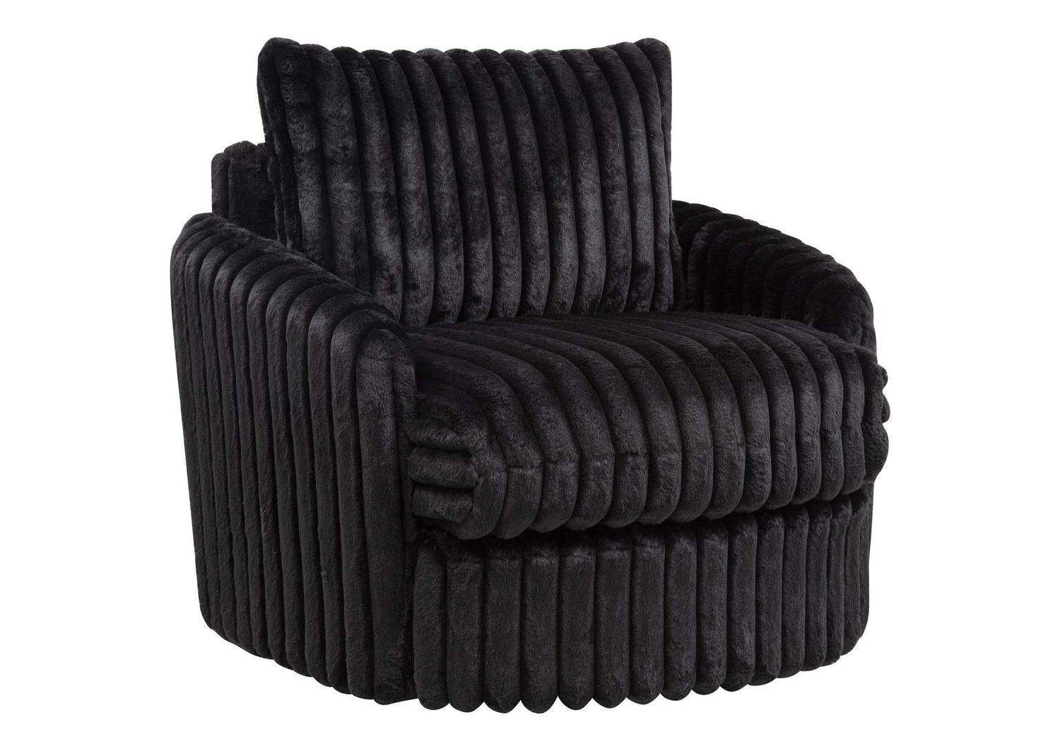 902542 Sarco Corduroy Upholstered Swivel Accent Arm Chair Black