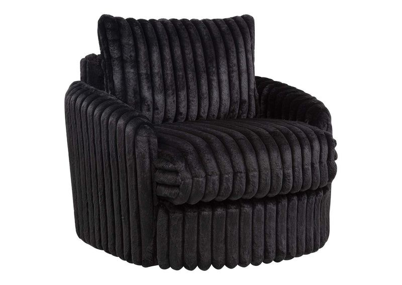 902542 Sarco Corduroy Upholstered Swivel Accent Arm Chair Black