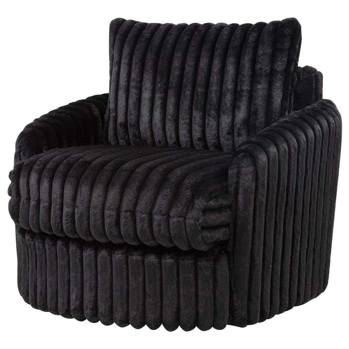 902542 Sarco Corduroy Upholstered Swivel Accent Arm Chair Black