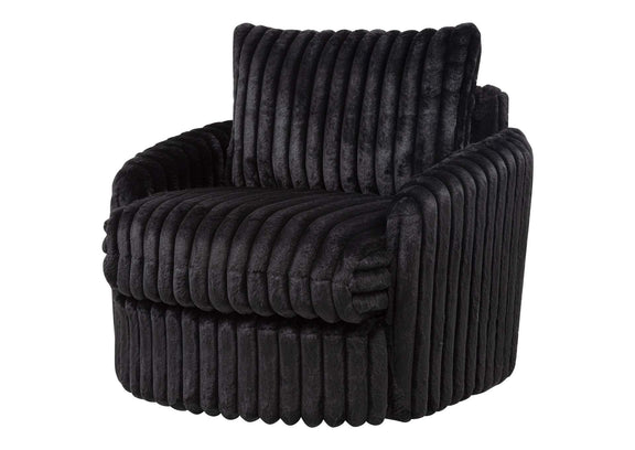 902542 Sarco Corduroy Upholstered Swivel Accent Arm Chair Black
