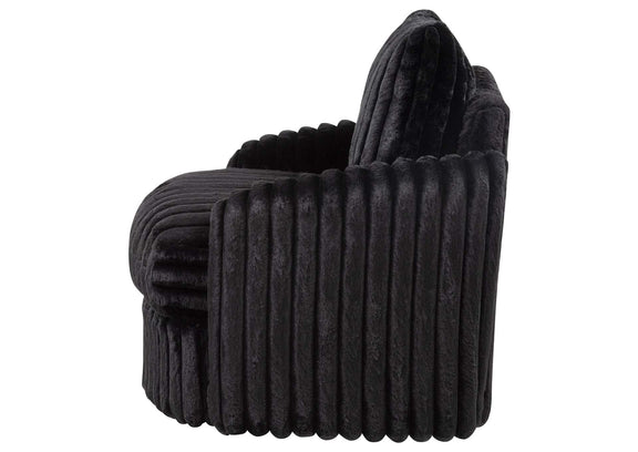 902542 Sarco Corduroy Upholstered Swivel Accent Arm Chair Black