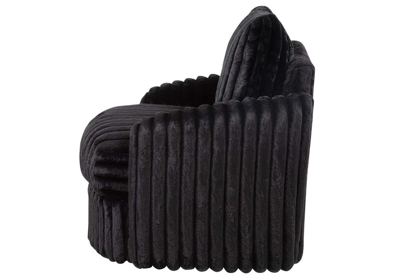902542 Sarco Corduroy Upholstered Swivel Accent Arm Chair Black