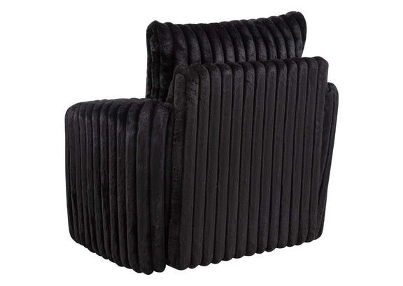 902542 Sarco Corduroy Upholstered Swivel Accent Arm Chair Black