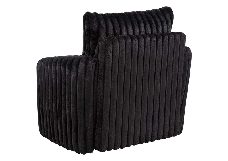 902542 Sarco Corduroy Upholstered Swivel Accent Arm Chair Black