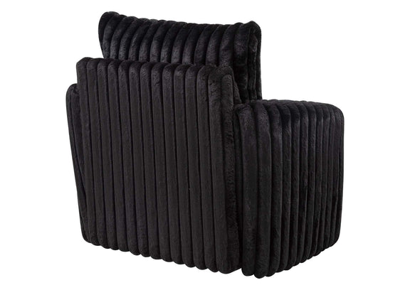 902542 Sarco Corduroy Upholstered Swivel Accent Arm Chair Black