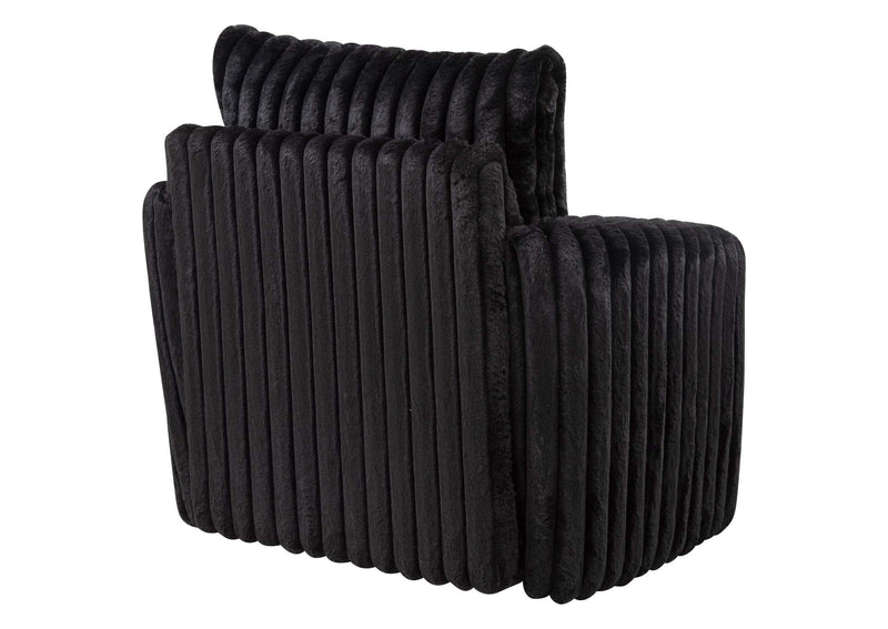 902542 Sarco Corduroy Upholstered Swivel Accent Arm Chair Black