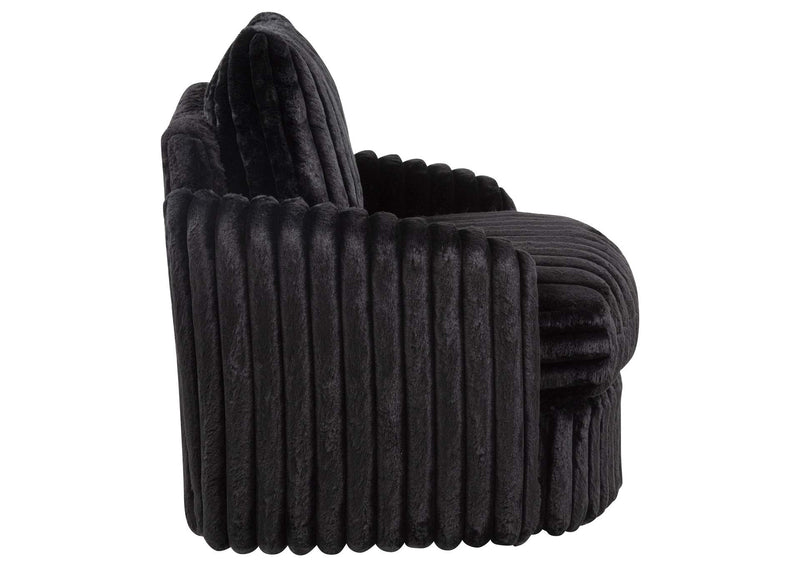 902542 Sarco Corduroy Upholstered Swivel Accent Arm Chair Black