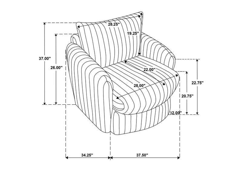 902542 Sarco Corduroy Upholstered Swivel Accent Arm Chair Black