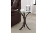 902867 Edgar Round Glass Top Accent Side Table Cappuccino
