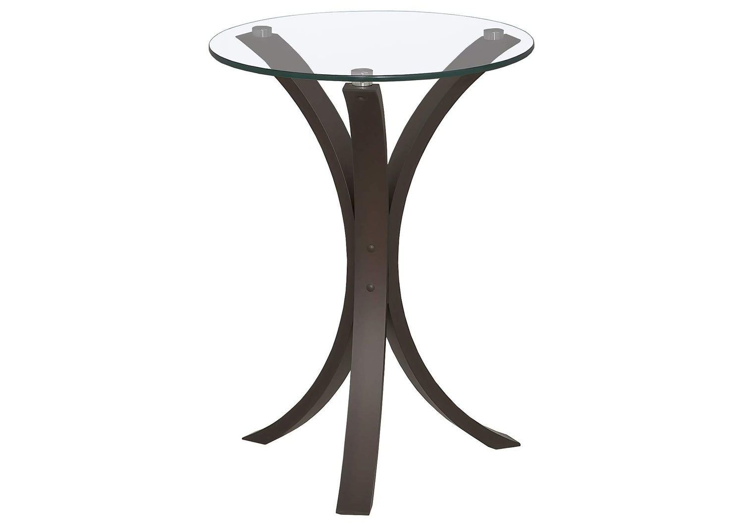 Edgar Round Glass Top Accent Side Table Cappuccino
