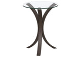 Edgar Round Glass Top Accent Side Table Cappuccino