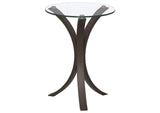 902867 Edgar Round Glass Top Accent Side Table Cappuccino