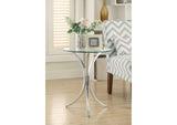 902869 Eloise Round Glass Top Accent Side Table Chrome