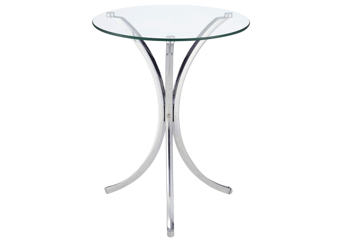 Eloise Round Glass Top Accent Side Table Chrome