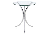 Eloise Round Glass Top Accent Side Table Chrome