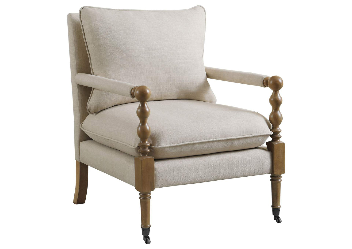 Dempsy Upholstered Accent Chair with Casters Beige