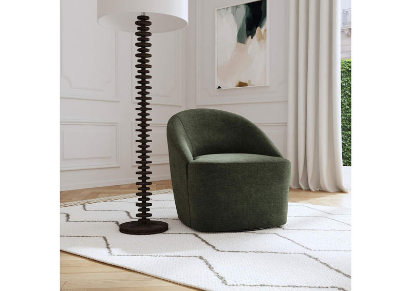 903075 Leon Upholstered Barrel Accent Swivel Chair Hunter Green