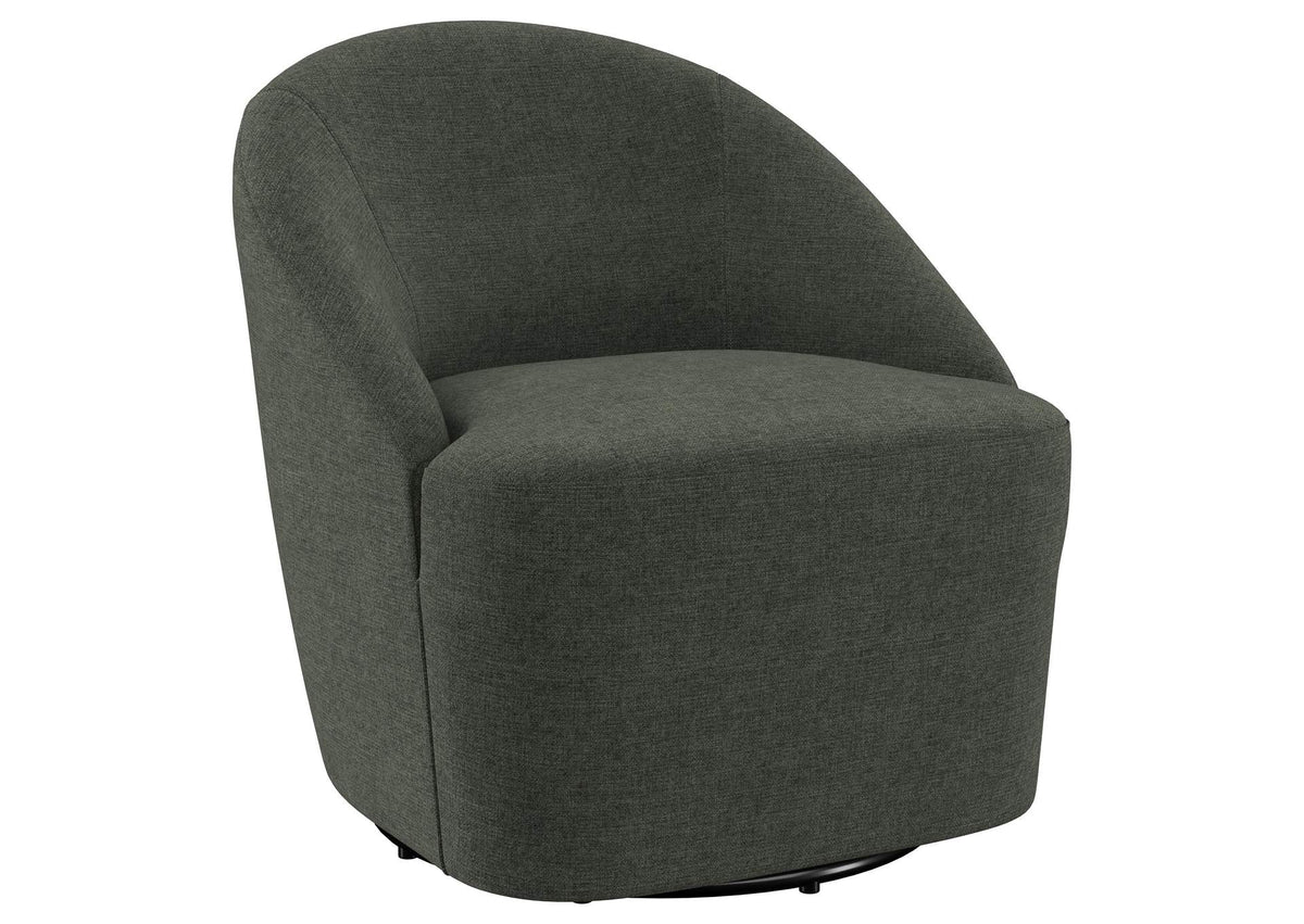 903075 Leon Upholstered Barrel Accent Swivel Chair Hunter Green