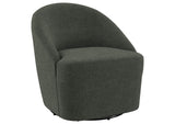 903075 Leon Upholstered Barrel Accent Swivel Chair Hunter Green
