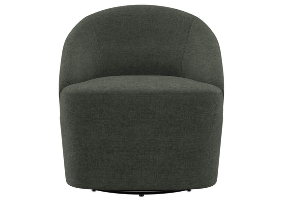 903075 Leon Upholstered Barrel Accent Swivel Chair Hunter Green