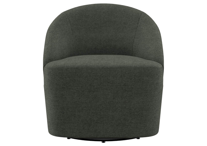 903075 Leon Upholstered Barrel Accent Swivel Chair Hunter Green
