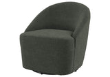 903075 Leon Upholstered Barrel Accent Swivel Chair Hunter Green
