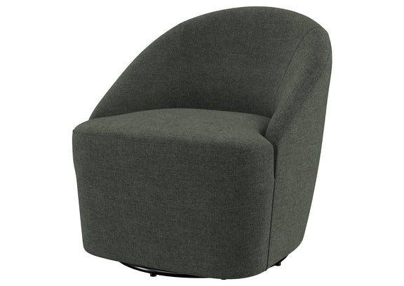903075 Leon Upholstered Barrel Accent Swivel Chair Hunter Green