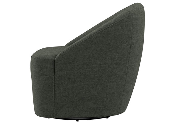 903075 Leon Upholstered Barrel Accent Swivel Chair Hunter Green