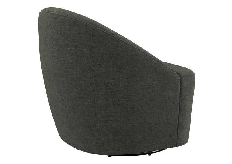 903075 Leon Upholstered Barrel Accent Swivel Chair Hunter Green