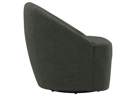 903075 Leon Upholstered Barrel Accent Swivel Chair Hunter Green