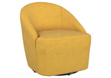 903076 Leon Upholstered Barrel Accent Swivel Chair Mustard Yellow