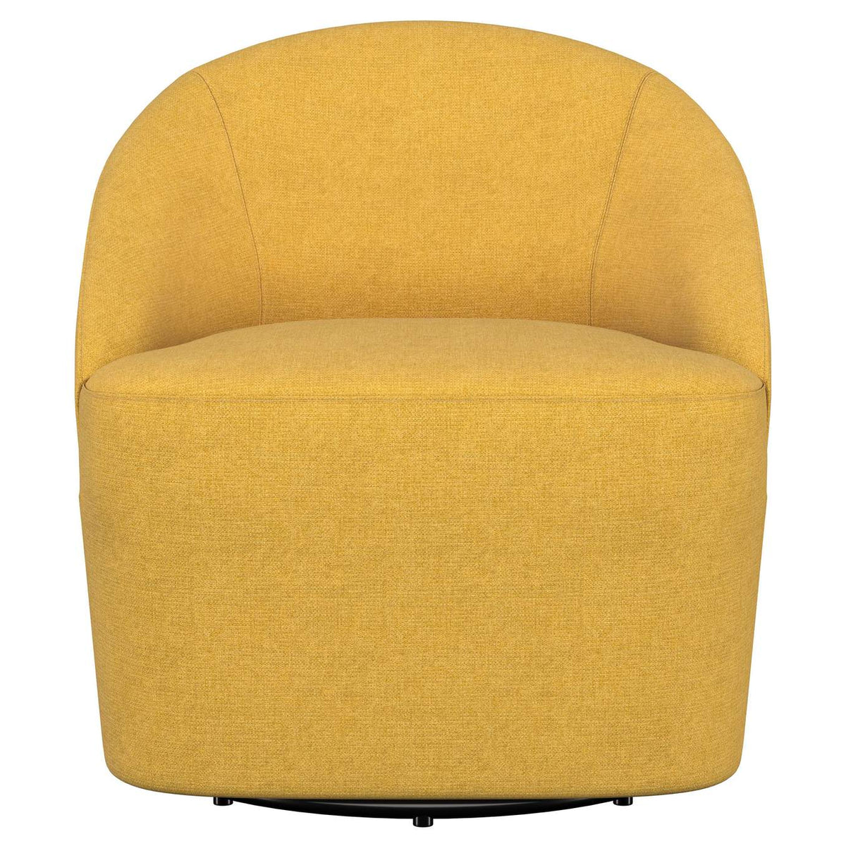 903076 Leon Upholstered Barrel Accent Swivel Chair Mustard Yellow