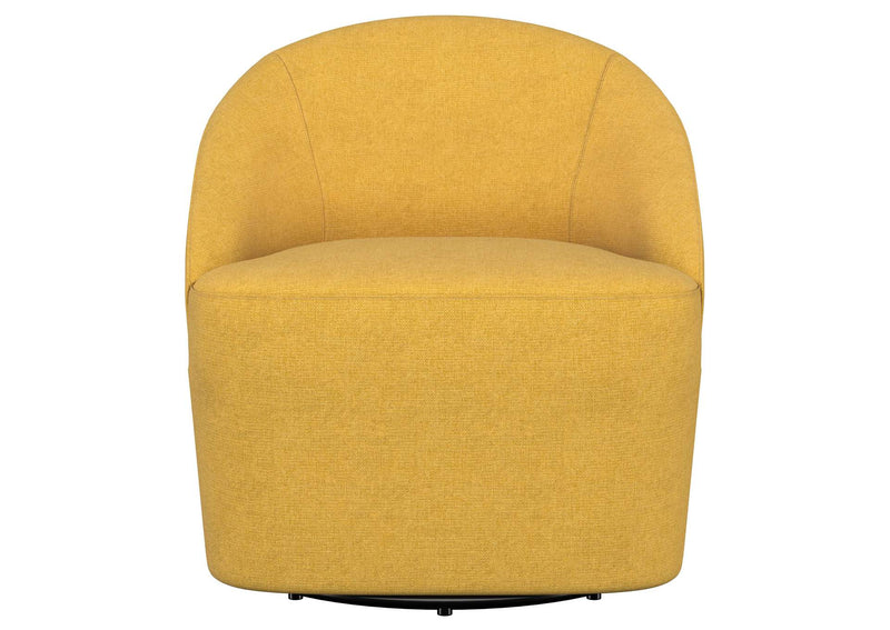903076 Leon Upholstered Barrel Accent Swivel Chair Mustard Yellow