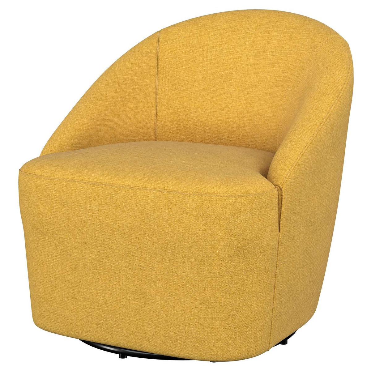 903076 Leon Upholstered Barrel Accent Swivel Chair Mustard Yellow