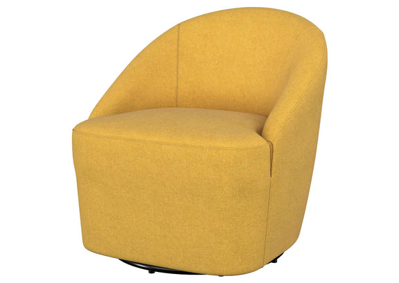 903076 Leon Upholstered Barrel Accent Swivel Chair Mustard Yellow